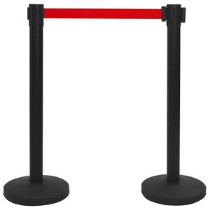 vidaXL Avsp&auml;rrningsstolpe med band st&aring;l svart