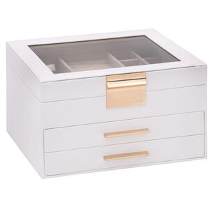 vidaXL Smyckeskrin 3-lagers vit 23x20,5x14 cm