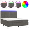 vidaXL Rams&auml;ng med madrass & LED m&ouml;rkgr&aring; 160x200 cm sammet