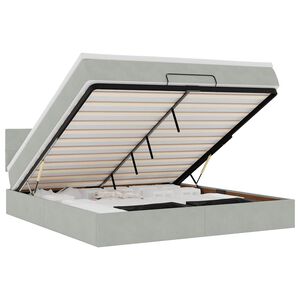 vidaXL Ottoman s&auml;ngram med madrass ljusgr&aring; 160x200 cm sammet