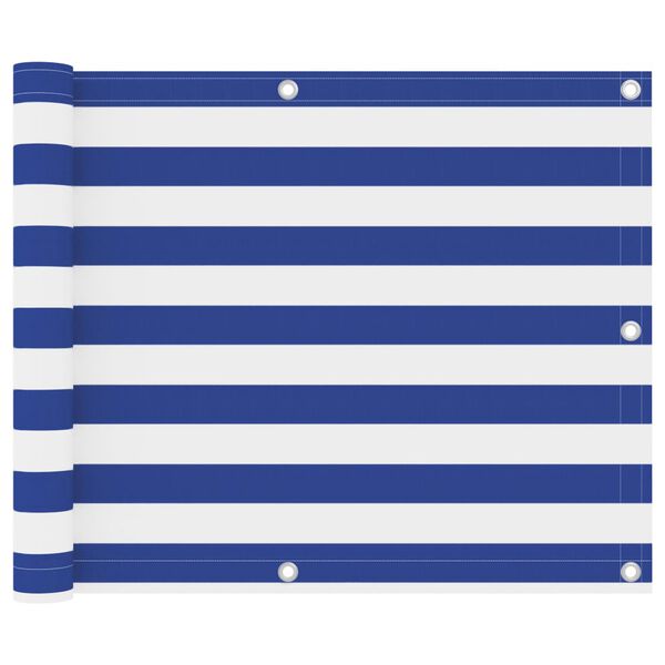 vidaXL Balkongskärm vit och blå 75x300 cm oxfordtyg