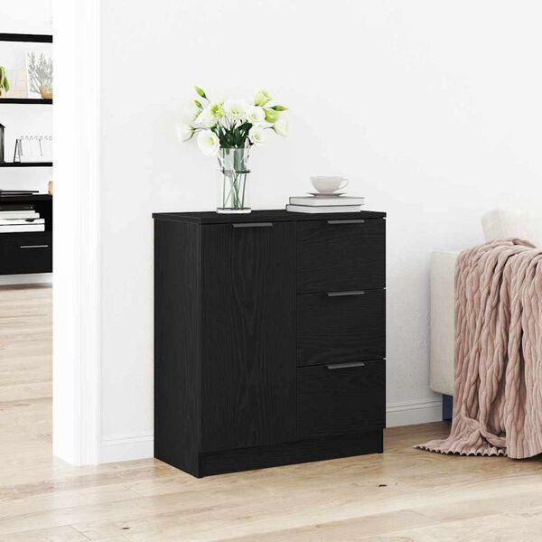 vidaXL Sideboard med l&aring;da Svart Ek 60 x 30 x 70 cm Konstruerat tr&auml;