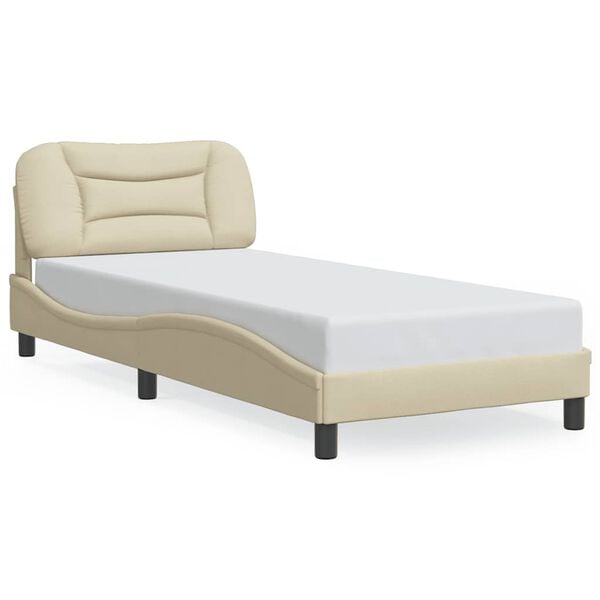 vidaXL Bed Frame without Mattress "Hvar" Cream 90x200 cm Fabric