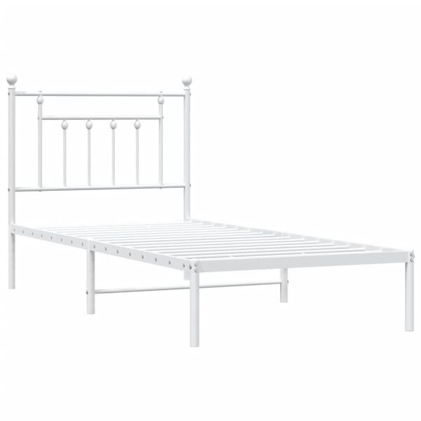 vidaXL Sängram med huvudgavel metall vit 90x190 cm