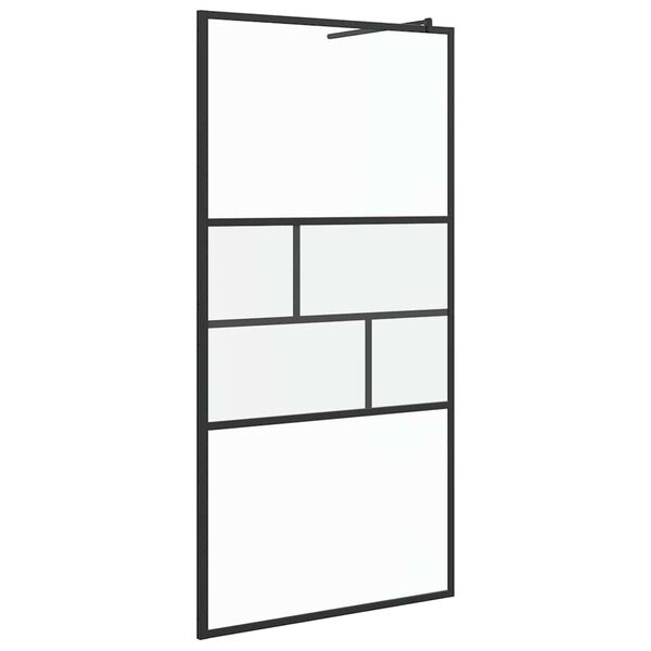 vidaXL Walk-in Duschvägg Svart 80 x 195 x 0.5 cm Glas och Aluminium