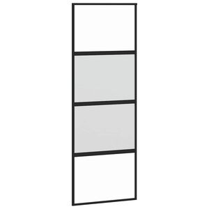 vidaXL Skjutd&ouml;rr svart 76x205 cm h&auml;rdat glas och aluminium
