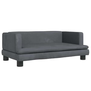 vidaXL Barnsoffa m&ouml;rkgr&aring; 80x45x30 cm sammet