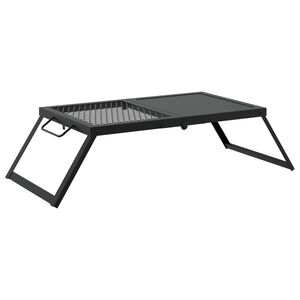 vidaXL Vikbar Campinggrill 31,5 x 26,5 x 4 cm Legerat st&aring;l Svart