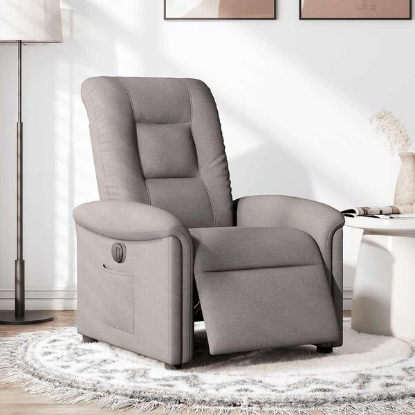 vidaXL Elektrisk reclinerf&aring;t&ouml;lj taupe tyg