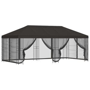 vidaXL Paviljong med v&auml;ggar 6 x 3 m Antracit Polyester och St&aring;l
