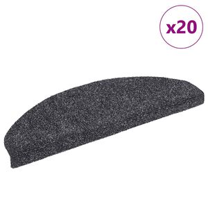 vidaXL Trappmattor sj&auml;lvh&auml;ftande 20 st 65x21x4 cm m&ouml;rkgr&aring; halvrunda stora