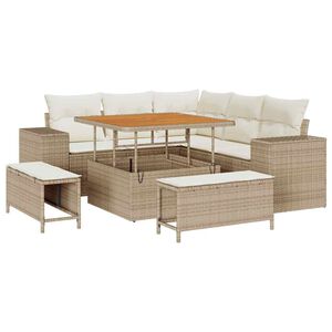 vidaXL Tr&auml;dg&aring;rdsoffset 8 st Beige konstrotting