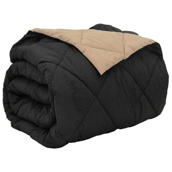 vidaXL Full &Aring;rs-Duvet Svart och Taupe 200 x 200 cm Mikrofiber