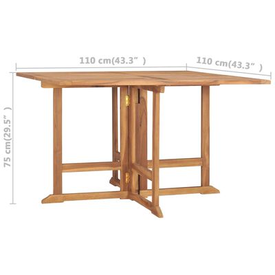 vidaXL Hopfällbart matbord för trädgården 110x110x75 cm massiv teak