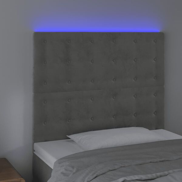 vidaXL S&auml;nggavel LED ljusgr&aring; 100x5x118/128 cm sammet