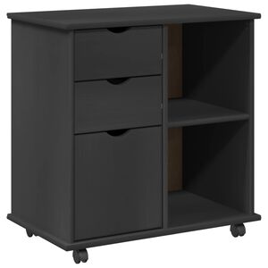 vidaXL Rullande sk&aring;p med hjul Gr&aring; 63,5 x 39 x 65,5 cm Massiv furu