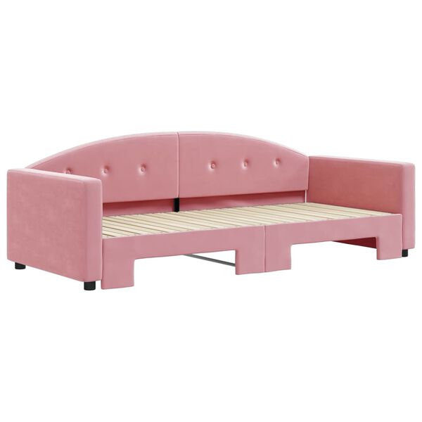 vidaXL Dagb&auml;dd utdragbar rosa 90x200 cm sammet