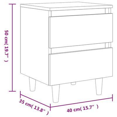 vidaXL Sängbord med ben i massivt trä 2 st rökfärgad ek 40x35x50 cm