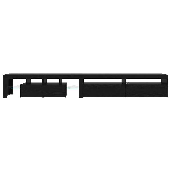 vidaXL TV-sk&aring;p med led 3 pcs Svart Ek 290 x 37 x 40 cm Konstruerat tr&auml;