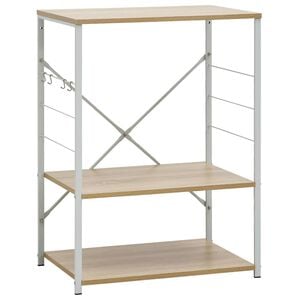 vidaXL Hylla f&ouml;r mikrov&aring;gsugn vit & ek 60x39,6x79,5 cm konstruerat tr&auml;