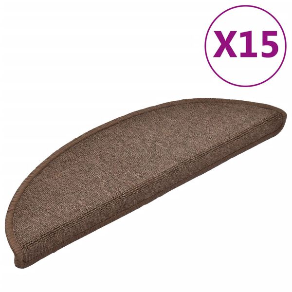 vidaXL Trappmattor 15 st 56x17x3 cm kaffebruna halvrunda