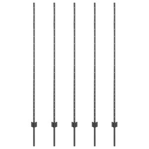 vidaXL Inb&auml;ddad staketpost 5 st Gr&aring; 200 cm Pulverlackerat st&aring;l