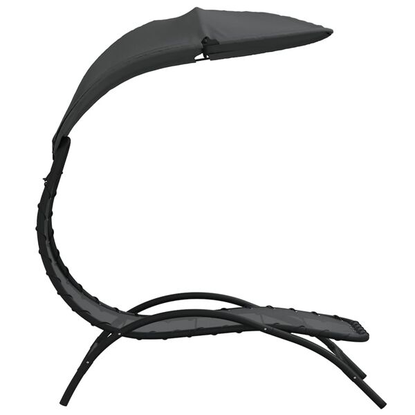 vidaXL Solsäng med tak grå 167x80x195 cm tyg och stål