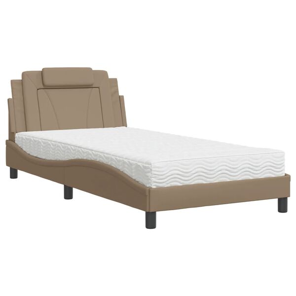vidaXL Bed "Viana" with Mattress Cappuccino 100x200 cm Faux Leather