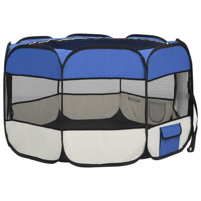 vidaXL Hopfällbar hundhage med väska blå 110x110x58 cm