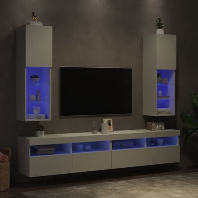 vidaXL TV-bänk med LED-belysning 2 st vit 30,5x30x102 cm