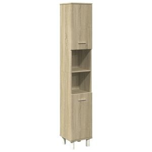 vidaXL Badrumssk&aring;p sonoma-ek 30,5x30x179 cm konstruerat tr&auml;