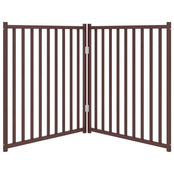 vidaXL Hundgrind hopf&auml;llbar 2 paneler brun ek 160 cm massivt grantr&auml;