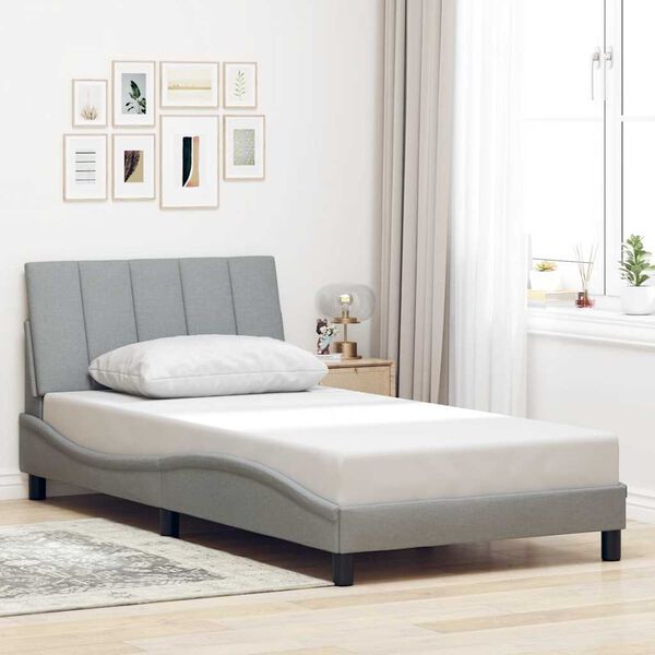 vidaXL Bed Frame without Mattress "Hanko" Light Grey 100x200cm Fabric