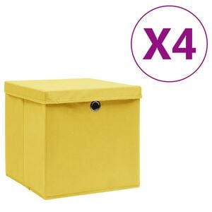 vidaXL F&ouml;rvaringsl&aring;dor med lock 4 st 28x28x28 cm gul
