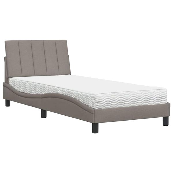 vidaXL Bed with Mattress "Hanko" Taupe 90x190 cm Fabric