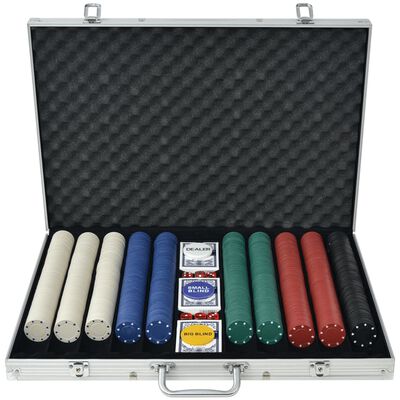 vidaXL Pokerset med 1000 marker aluminium