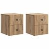 vidaXL V&auml;ggmonterat S&auml;ngbord 2 pcs Artisan-ek 33 x 34,5 x 40 cm
