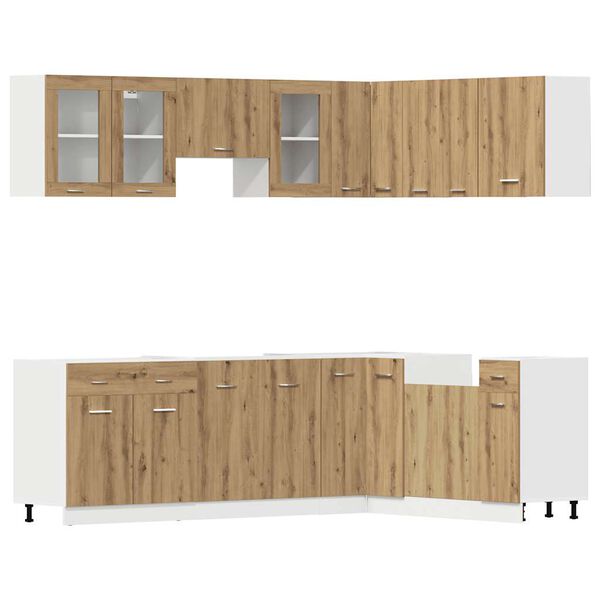 vidaXL K&ouml;kssk&aring;psset 11 delar Lyon hantverksm&auml;ssig ek konstruerat tr&auml;