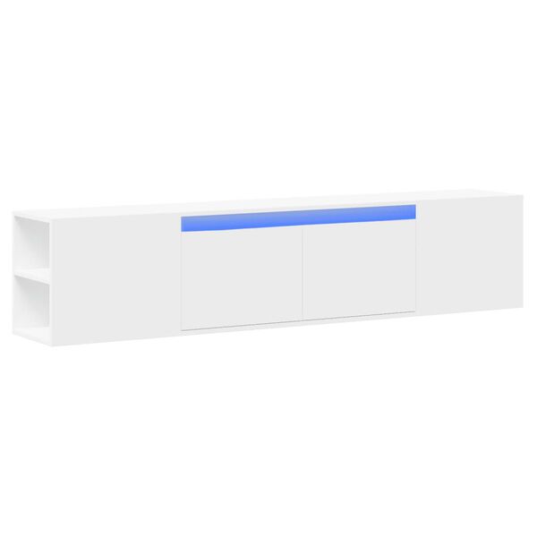 vidaXL V&auml;ggmonterad tv-b&auml;nk LEDs vit 180x31x39,5 cm