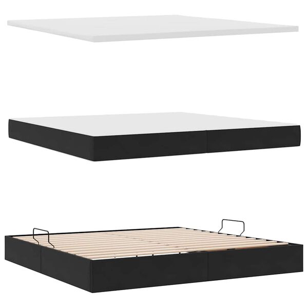 vidaXL F&ouml;rvaringss&auml;ng med madrass Svart 200 x 200 cm Sammet