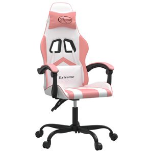 vidaXL Gamingstol vit och rosa konstl&auml;der