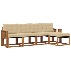 vidaXL Utomhussoffset med kudde 5 pcs Naturlig och Beige
