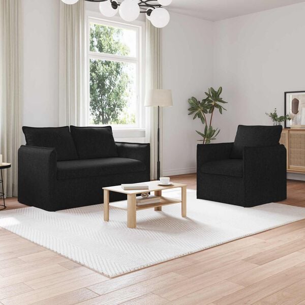 vidaXL Soffa 2 pcs Svart