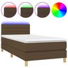 vidaXL Rams&auml;ng med madrass & LED m&ouml;rkbrun 100x200 cm tyg