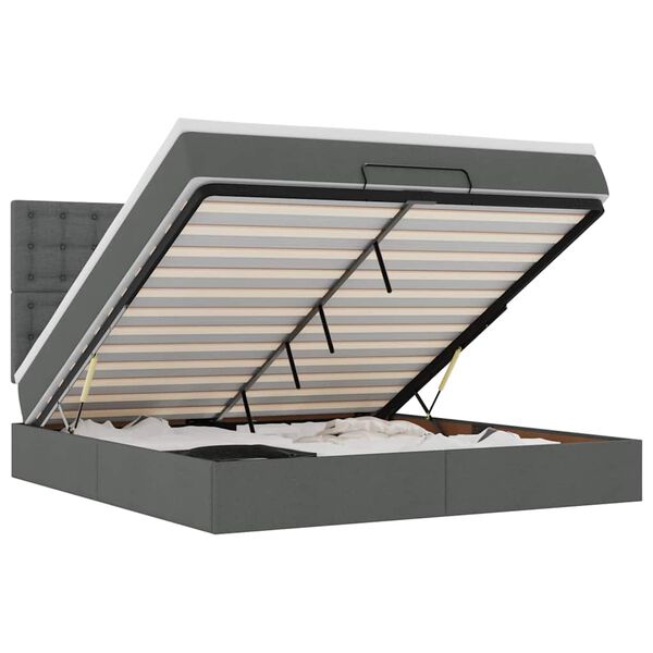 vidaXL Ottoman s&auml;ngram med madrass m&ouml;rkgr&aring; 180x200 cm tyg