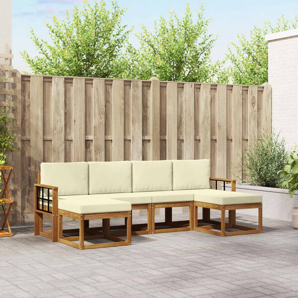 vidaXL Utomhussoffset med kudde 6 pcs Naturlig och Gr&auml;dde