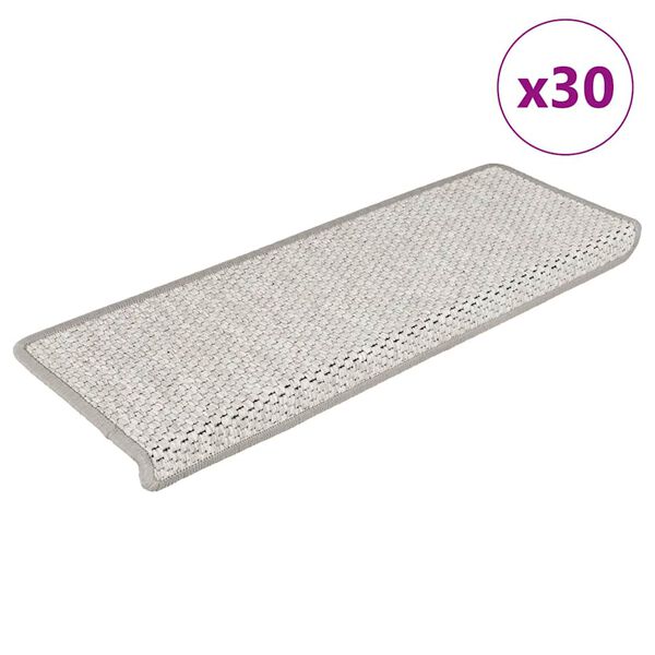 vidaXL Trappmattor sj&auml;lvh&auml;ftande sisal-look 30 st 65x21x4 cm platina