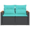 vidaXL Trädgårdssoffa med kuddar 2-sits svart polyrotting