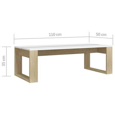 vidaXL Soffbord sonoma-ek och vit 110x50x35 cm konstruerat trä