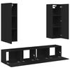 vidaXL TV-sk&aring;p set 4 delar svart konstruerat tr&auml;